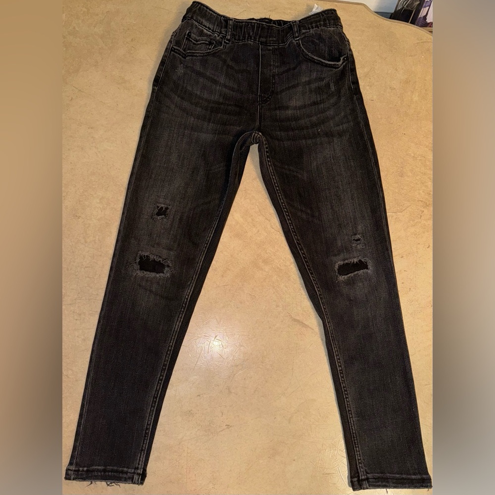 ZARA Boys Denim Joggers Black Acid Wash Sz. 11/12